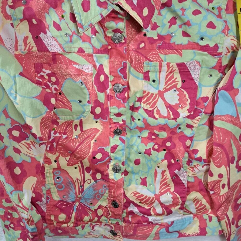 Birch Hill Casual Women's Jewel Jacket Size Medium‎ Pink Multicolor - Picture 5 of 11